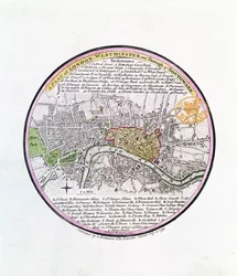 A Plan of London, Westminster og Borough of Southwark, 1793 (håndfarvet gravering)