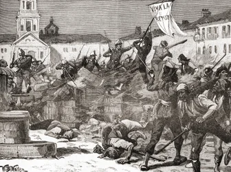 Et republikansk oprør i Malaga, Spanien under Den Glorious Revolution (La Gloriosa