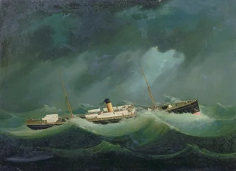 Et Saville Line-fartøj i hårdt vejr, ca. 1870 (olie)