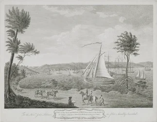 En udsigt over byen og havnen i Montego Bay, i Parish of St. James, Jamaica, taget fra vejen, der fører til St. Ann