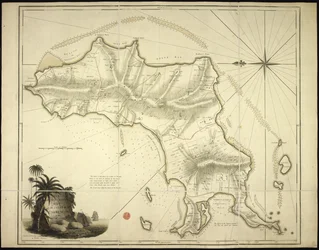 Et nyt og nøjagtigt kort over øen Carriacou i Vestindien
