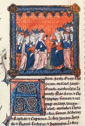 Tilføj 50000 jødiske ældste, Chronicles I, fra Oscott Psalter, ca. 1270 (vellum)
