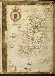 Tilføje. 62540, ff.3v-4, Kort over Storbritannien og Irland, fra 