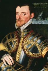 Admiral Sir Richard Hawkins (1532-1595), ca. 1590 (olie på panel)