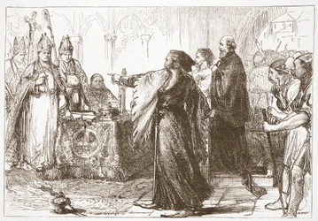 Skift mellem John of Gaunt og biskoppen af London, illustration fra The History of Protestantism af James Aitken Wylie (1808-1890), pub. 1878