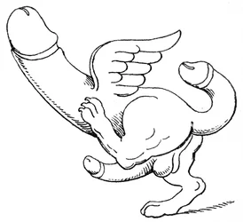 Amulet med en tredobbelt fallus
