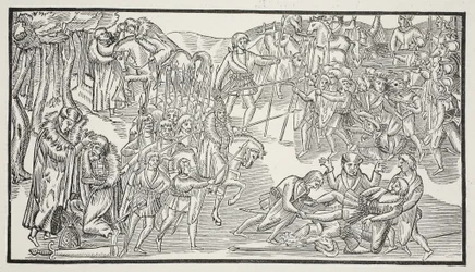 An Irish Chiefs Last Fight, 1581 (sepia-billede)