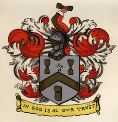 Arms of the Bricklayers and Tilers of the Gateshead Chapter, 1671, fra The History of Freemasonry, bind II, udgivet af Thomas C. Jack, London, 1883
