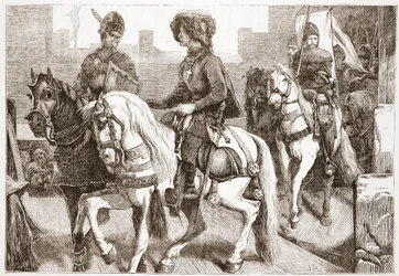 Hussite-deputeredes ankomst til Basel, illustration fra The History of Protestantism af James Aitken Wylie (1808-1890), pub. 1878