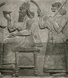 Ashur-nasir-pal II, fra et basrelief i British Museum, fra The Worlds Inhabitants af G.T. Bettany, udgivet 1888
