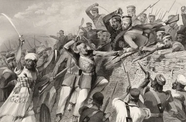 Angreb af mytterister på Redan-batteriet i Lucknow, 30. juli 1857, fra 