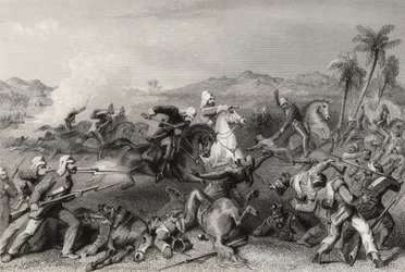Angreb på Sealcote-mytteristerne af general Nicholsons irregulære kavaleri i 1857 fra 