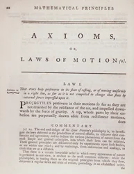 Aksiomer eller bevægelseslove fra bind I af Naturfilosofiens matematiske principper af Sir Isaac Newton (1642-1727) 1777