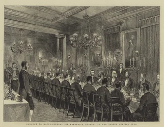 Banket til generalmajor Sir Frederick Roberts i United Service Club, illustration til The Graphic, 4. december 1880,