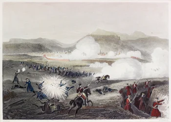 Battle Of Kars (farvet gravering)