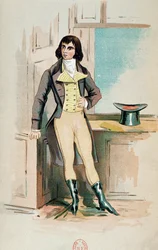 Beau Brummel (1778-1840) i sin ungdom (farve litho)