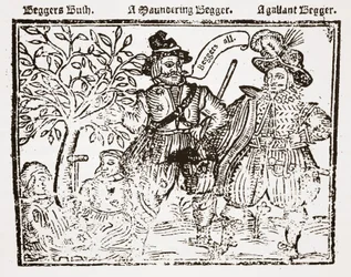 Beggars All: Beggars Bush, a Wandering Beggar and a Gallant Beggar, titelblad til The Praise, Antiquity and Commodity of Beggary, Beggars and Begging