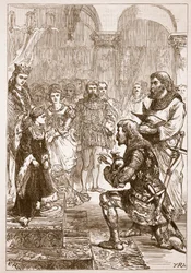 Trolovelse af prinsesse Isabella til Richard, illustration fra Cassells Illustrated History of England (sepia foto)