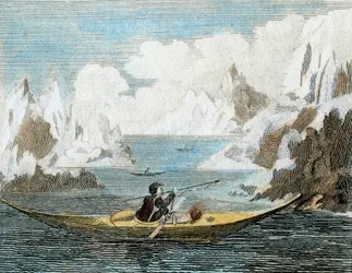 En grønlandsk mands båd, ca. 1779 (kobberstik)