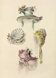 Motorhjelmer til en lejlighed, modetallerken fra Ackermanns Repository of Arts