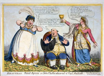 Bravurer, Rival Syrens eller John Bulls genhør af Capt. Macheath, pub. 1807 (håndfarvet gravering)