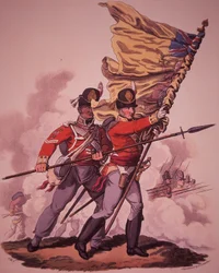 Britiske soldater (farve litho)