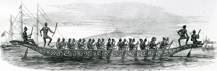 Burmesisk krigsbåd, taget fra The London Illustrated News, 1852