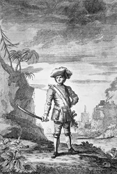 Kaptajn Bartholomew Roberts, graveret af James Basire