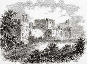 Carlisle Castle, Carlise, Cumbria, England set her i det 19. århundrede, fra Old England: A Pictorial Museum, pub. 1847