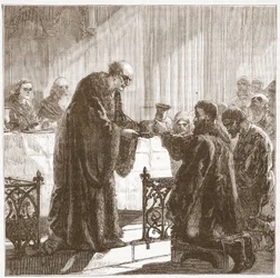 Fejring af Herrens Nadver i protestantisk form af Zurichers, illustration fra The History of Protestantism af James Aitken Wylie (1808-1890), pub. 1878