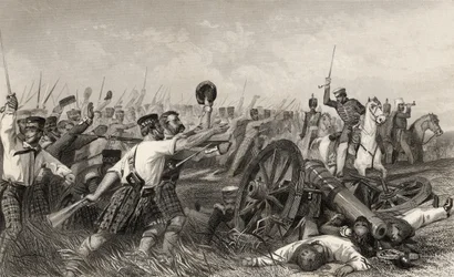 Anklage over Highlanders før Cawnpore under general Havelock, fra 