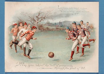 Julepostkort af en fodboldkamp, 1892