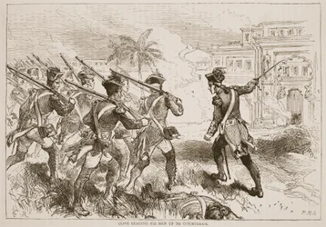 Clive fører sine mænd op til Conjeveram, illustration fra Cassells Illustrated History of India af James Grant, pub. 1879