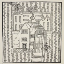 Kopi af kortet over Mockbeggar Hall, med hans situation i det rummelige land, der hedder hvor som helst, ca. 1633, fra Ballad of Roxborough
