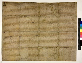Bomuld Augustus ii. 38 f.1 Restitution of Liberty til Abingdon, 993 (blæk på vellum)
