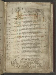 Bomuld Julius A. VI, f.5, kalenderside for maj: Hyrder og flok (vellum)