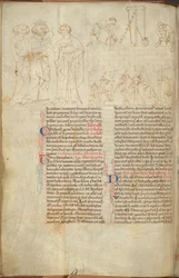 Cotton Nero D. I f.23v Bygningen af Cliffords tårn ved St. Albans, fra 