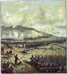 Krimkrigen (1853-1856): Slaget ved Inkerman den 5/11/1854 mellem Rusland og den britiske, franske og tyrkiske koalition, som vandt. Slaget ved Inkerman