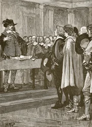 Cromwell nægter kronen, illustration fra Cassells Illustrated History of England (sepia foto)