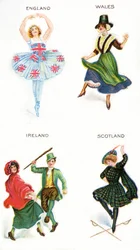 Dansere fra de britiske øer, cigaretkort, 1915 (se også 472941, 472966,472956,472963)