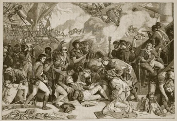 Death of Nelson, illustration fra Cassells Illustrated History of England (sepia foto)
