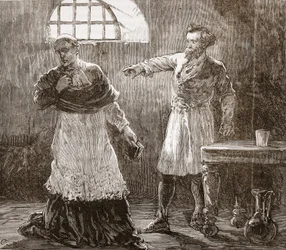 Denis irettesætter biskoppen af Meaux, illustration fra The History of Protestantism af James Aitken Wylie (1808-1890), pub. 1878