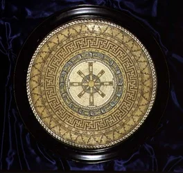 Design til mosaikmønstret gulv, ca. 1870 (pen & blæk og akvarel på papir)
