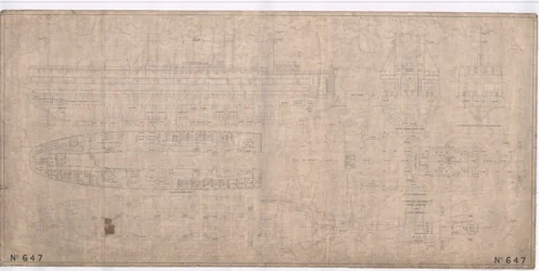 Design til den isbrydende togfærgedamper SS Baikal (blæk på papir)