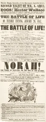 Dickens playbill: The Battle of Life, på Theatre Royal, Norwich, 26. januar 1847