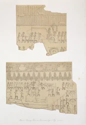 Drawing Bull, and Forest with Stags and Pigs, Kouyunjik, plade 12 fra Nineveh and its Remains af Austen Henry Layard (1817-94) udgivet 1849