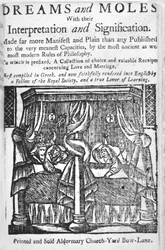 Drømme og muldvarpe, titelblad, ca. 1750 (træsnit)