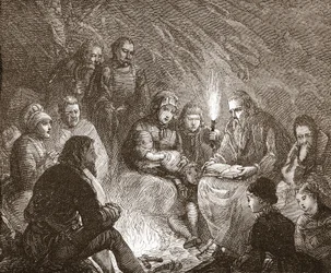 Hollandske protestanter i skjul, illustration fra The History of Protestantism af James Aitken Wylie (1808-1890), pub. 1878