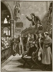 Valgmøde i Irland, 1825, illustration fra Cassells Illustrated History of England (sepiafoto)