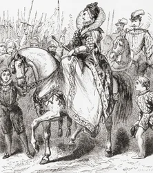 Elizabeth I inspicerer sine tropper ved Tilbury Port, 1588, fra Ward and Locks Illustrated History of the World, pub. ca. 1882